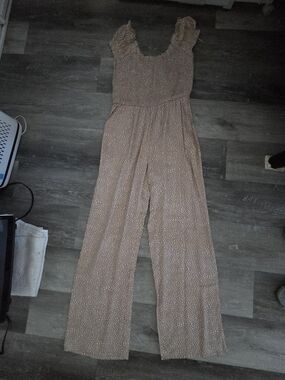 Jessica Simpson Taupe Printed Wide-Leg Jumpsuit